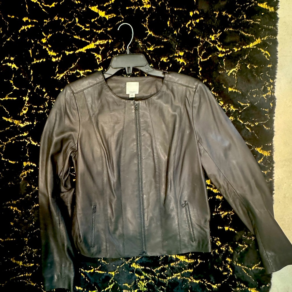 Halogen Black Leather Motorcycle Jacket